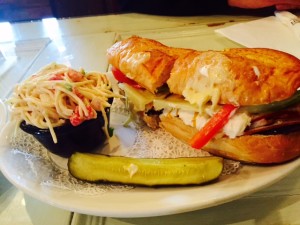 Italian sub with pasta salad