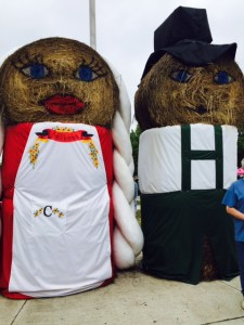 Symbols of Cullman's Oktoberfest -- German-clad haybales