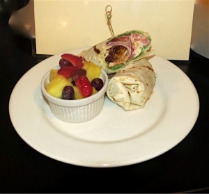 Blackened chicken wrap with fruit