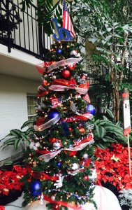 Opryland Hotel - red, white and blue Christmas tree