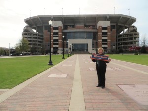 Here I am with my War Eagle sign standing in front of Bryant-Denny Stadium