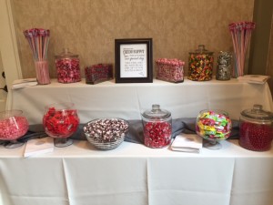 What a sweet idea! Guests were invited to take bags of candy as they left. 