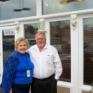 Owner Steve Johnson and I posing outside the bistro.