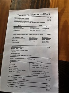 Recent lunch menu.