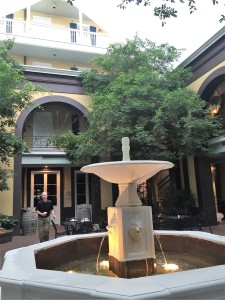 Courtyard fountain in the center of Hotel Mazarin