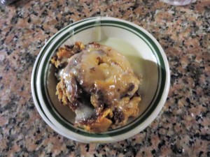 Warm bread pudding with whiskey sauce -- naturally the whiskey had been cooked down. We did NOT have to stagger back to our hotel. :)