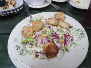 Crunchy Slaw Bowl with Grilled Scallops.