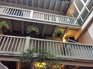 Looking up from our table in the courtyard. 