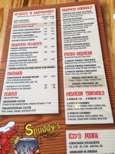 Spuddy's menu