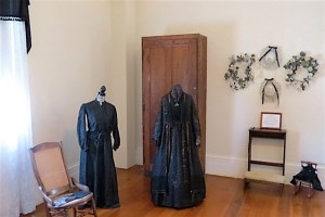 Black dresses worn by the plantation ladies during periods of mourning. 