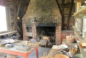 Open hearth kitchen in a separate building on the grounds.