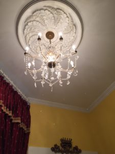 Chandelier in the Camelot room.