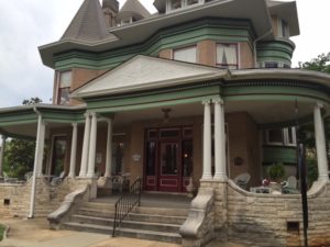 Front exterior of the Hassinger Daniels Mansion.