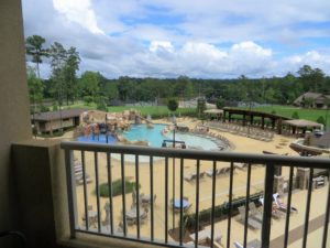 View of the pool from hotel room at the Auburn-Opelika Marriott.