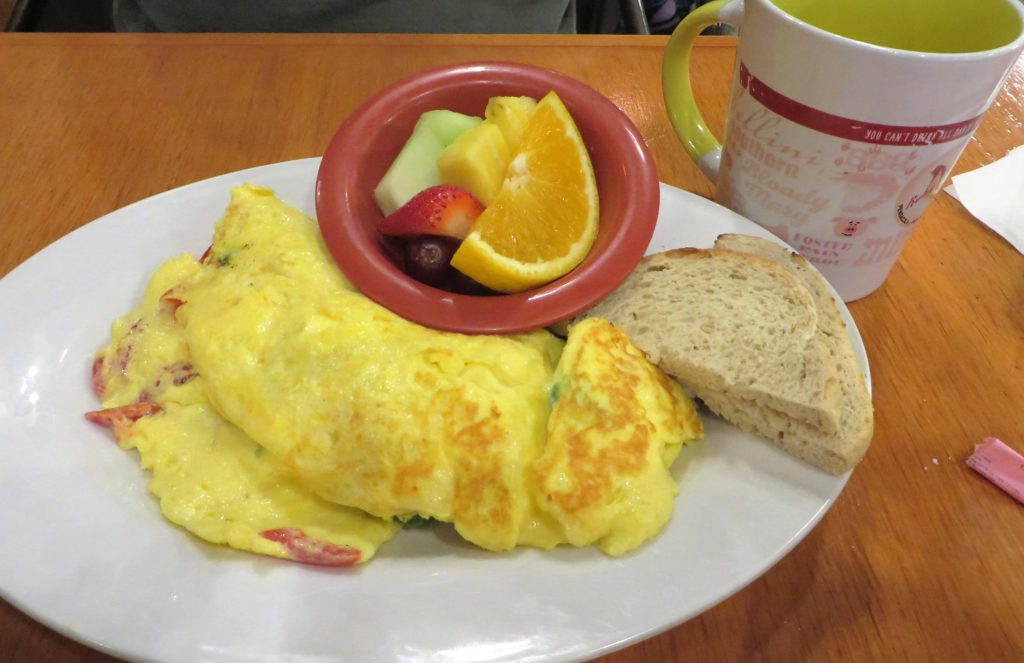 Build-your-own omelet with fruit.