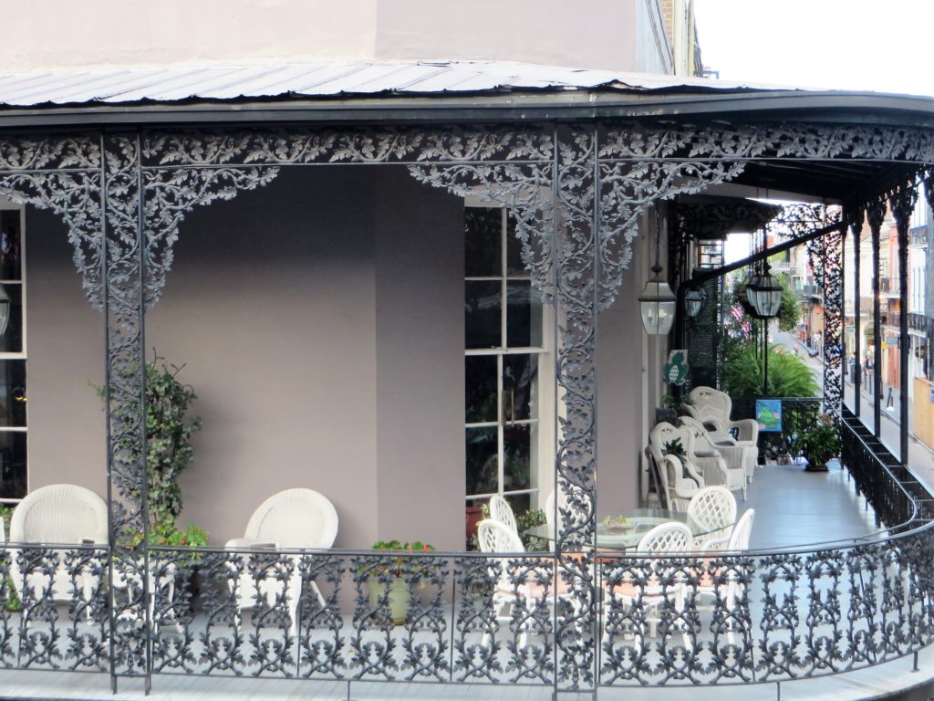 The apartment of the owner of Antoine's with its lavish wrought iron.