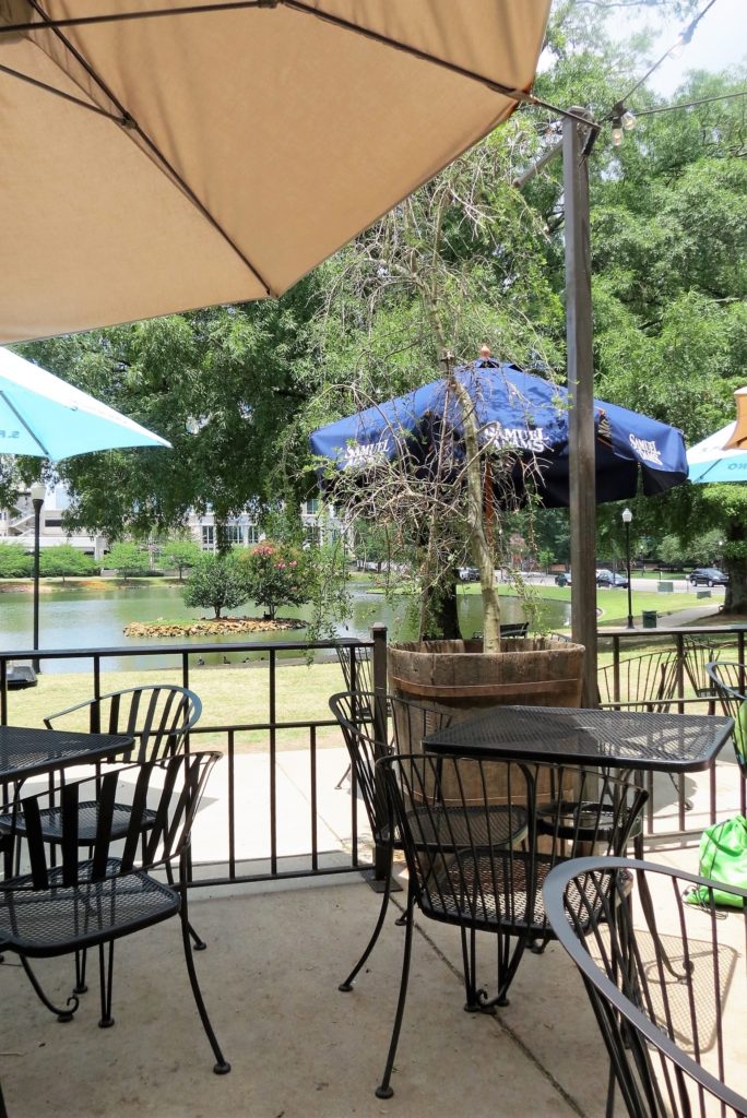 Outdoor dining at Pane e Vino overlooking Big Spring Park.