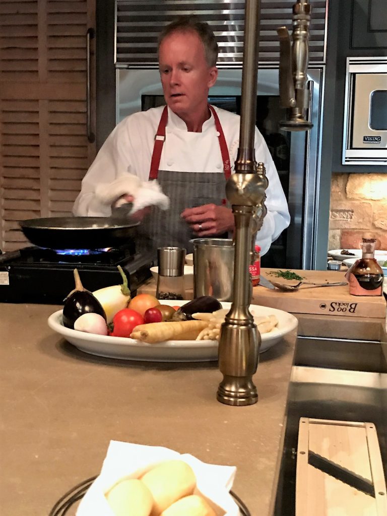 Chef James Boyce using his favorite skillet.